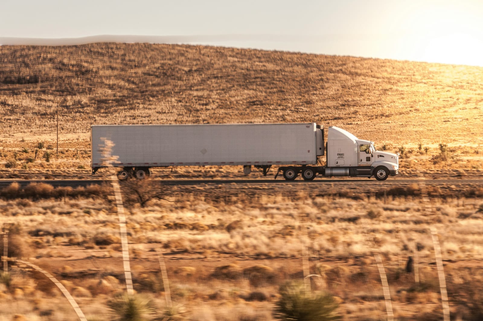 Semi-truck on a US desert highway